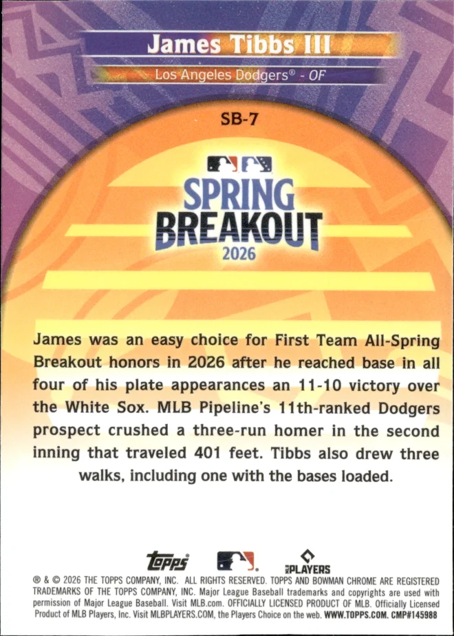 James Tibbs III card back