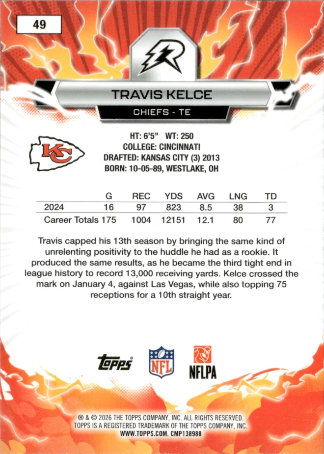 Travis Kelce card back