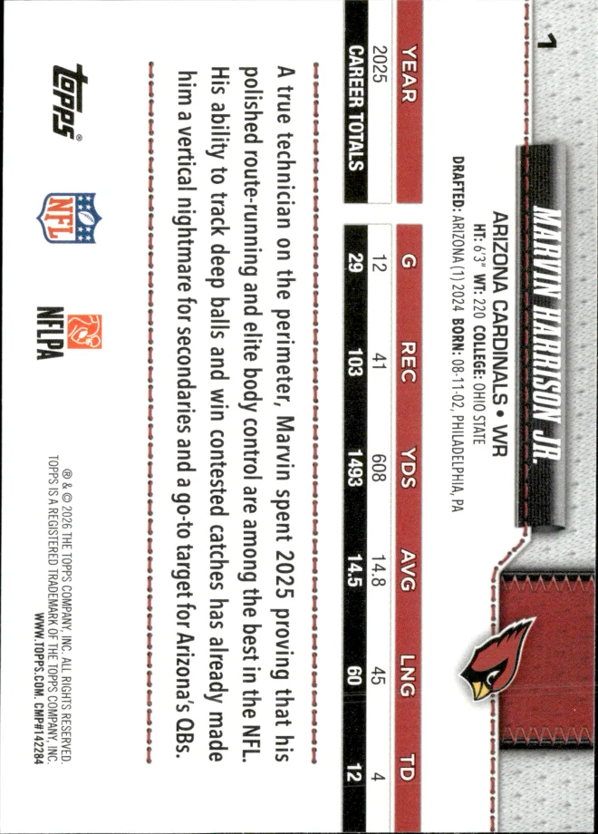 Marvin Harrison Jr. card back
