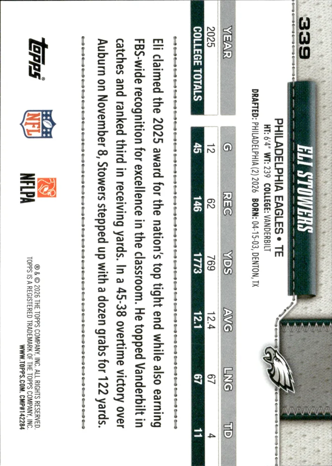 Eli Stowers card back