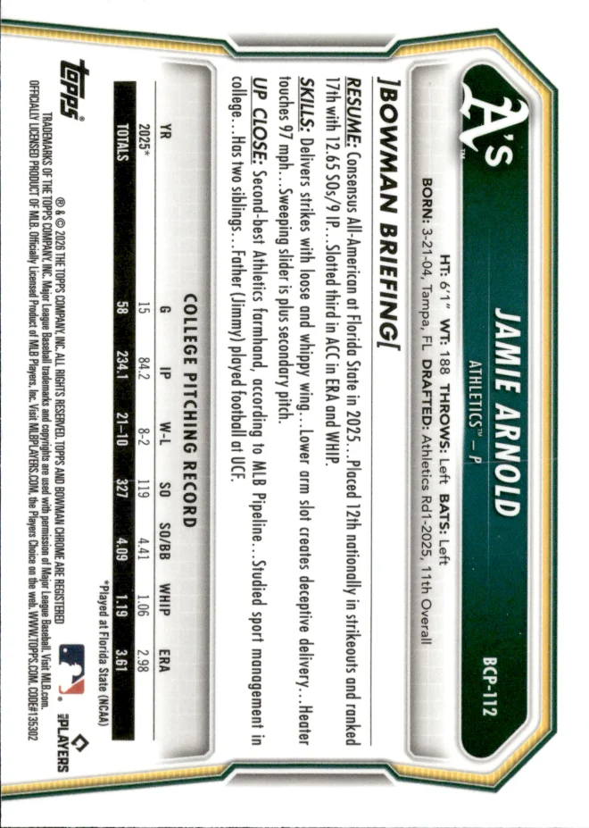 Jamie Arnold card back