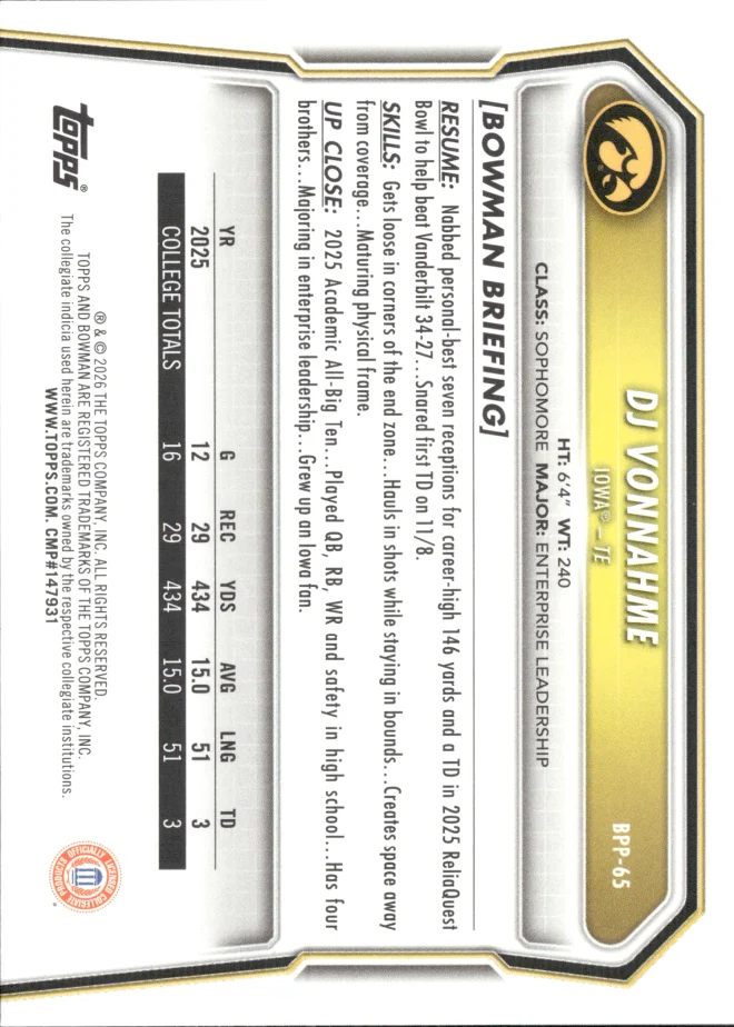 DJ Vonnahme card back