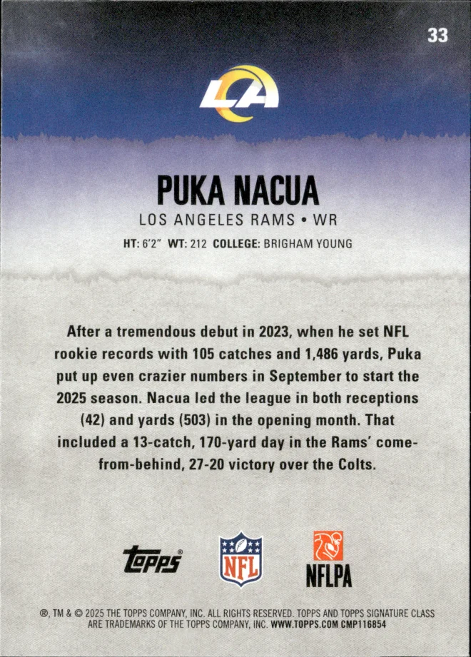 Puka Nacua card back