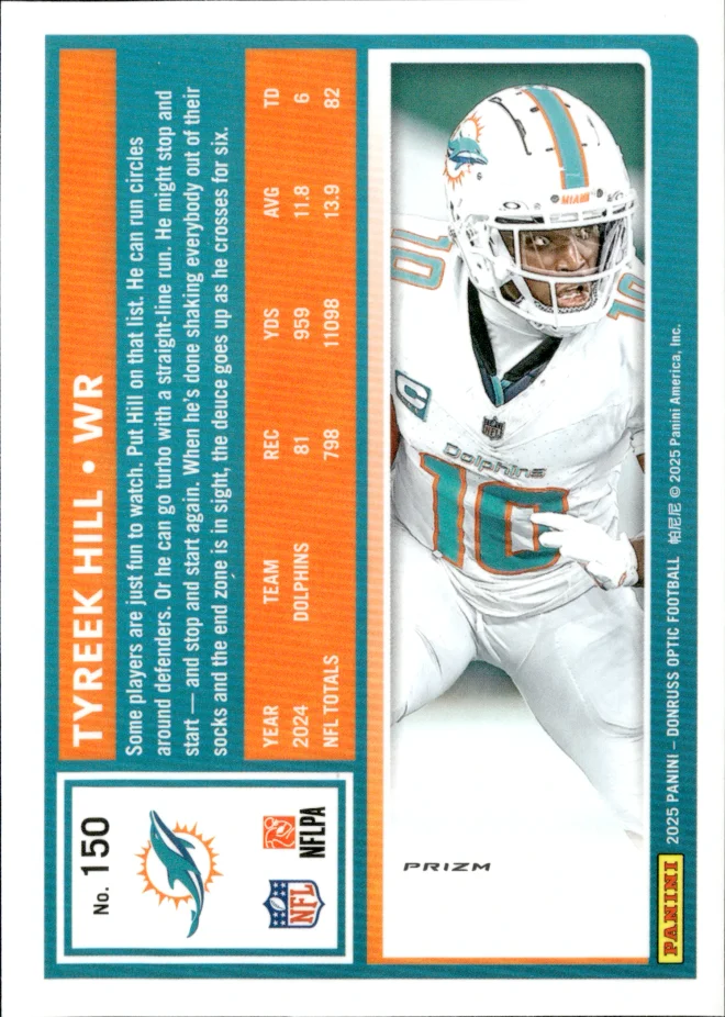 Tyreek Hill card back