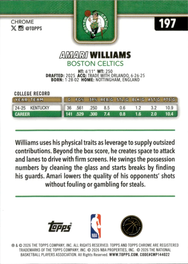 Amari Williams card back