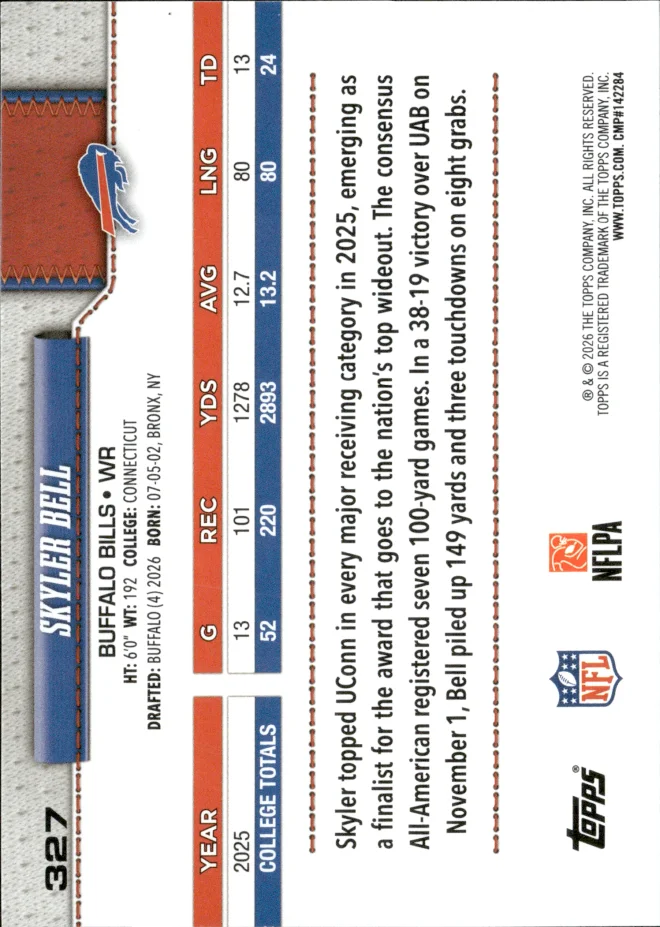Skyler Bell card back