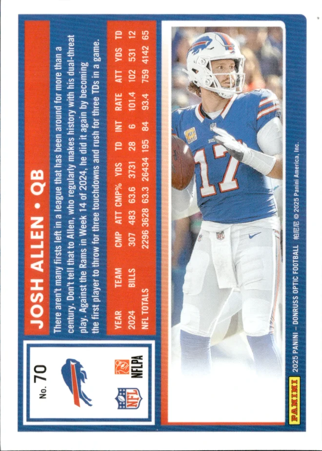 Josh Allen card back