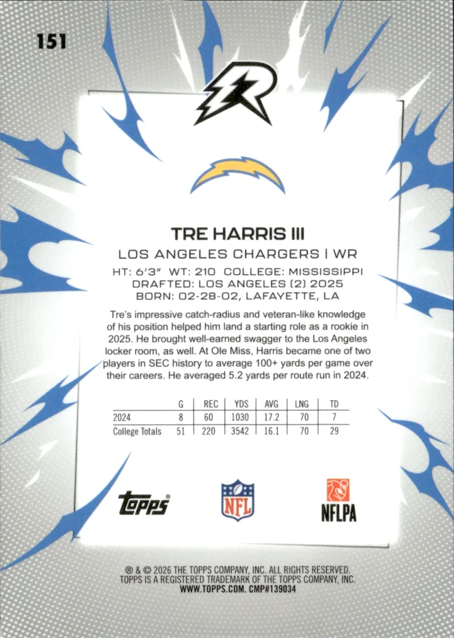 Tre Harris III card back