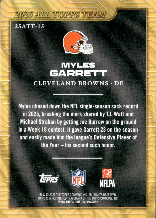 Myles Garrett card back