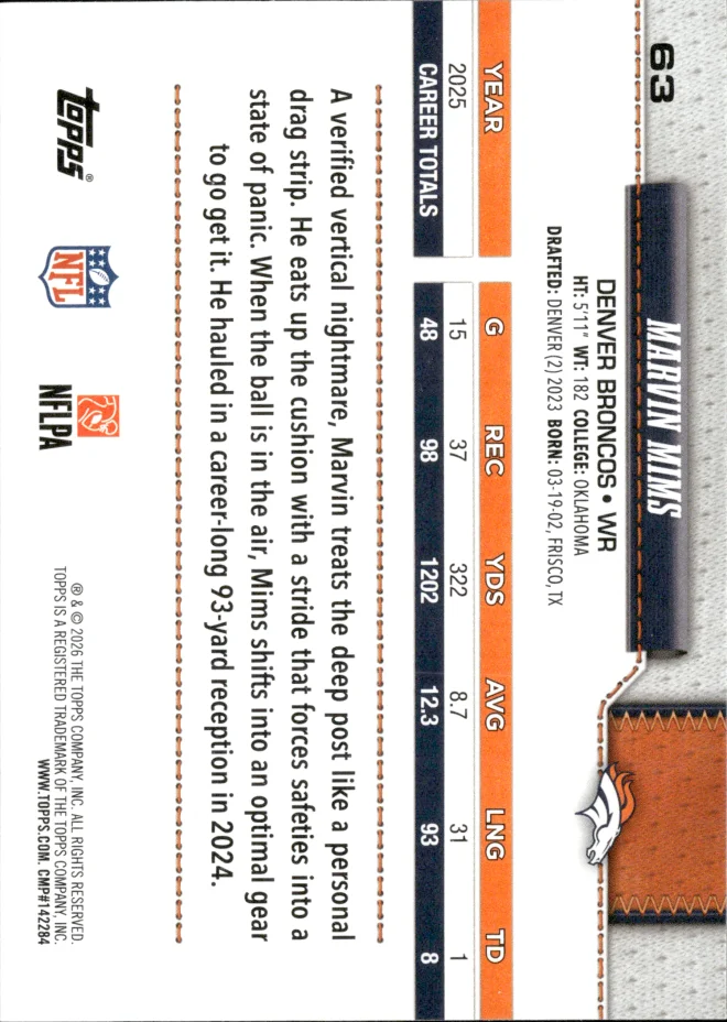 Marvin Mims card back
