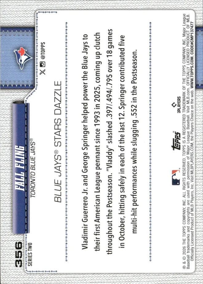 Vladimir Guerrero Jr. / George Springer card back