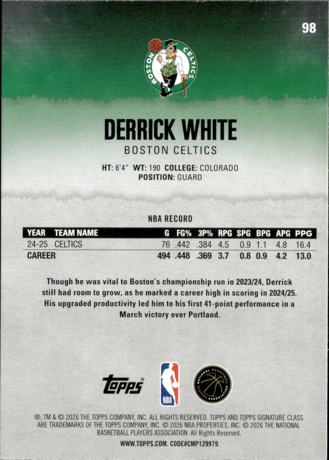 Derrick White card back