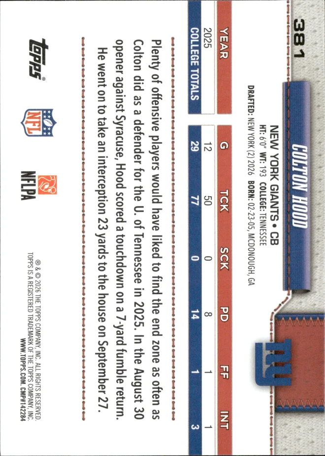 Colton Hood card back