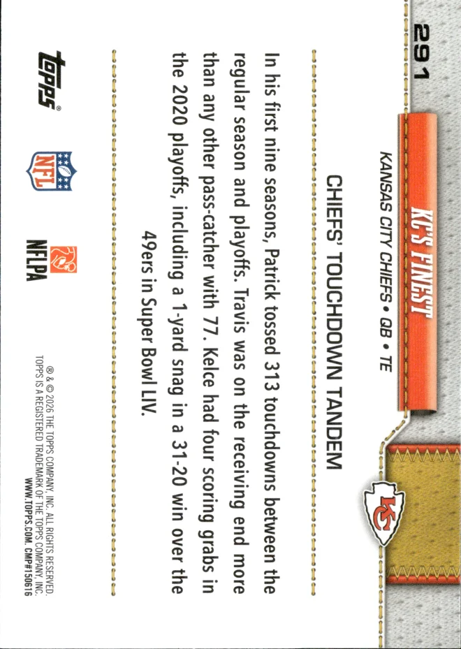 Patrick Mahomes / Travis Kelce card back