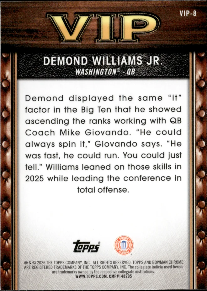 Demond Williams Jr. card back