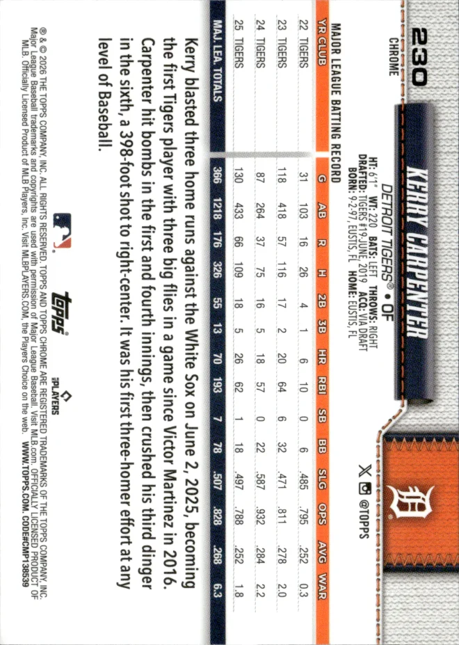 Kerry Carpenter card back