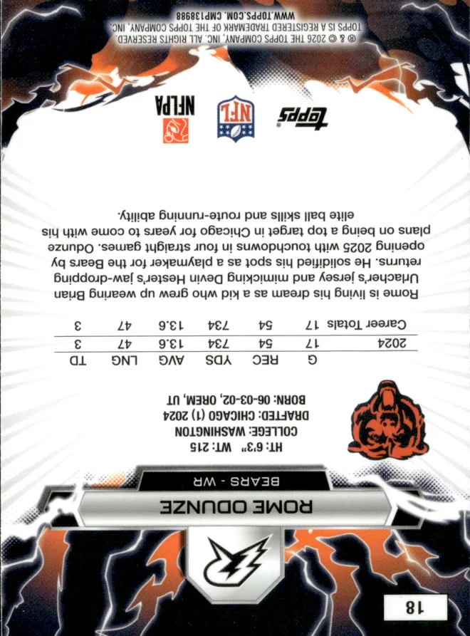 Rome Odunze card back