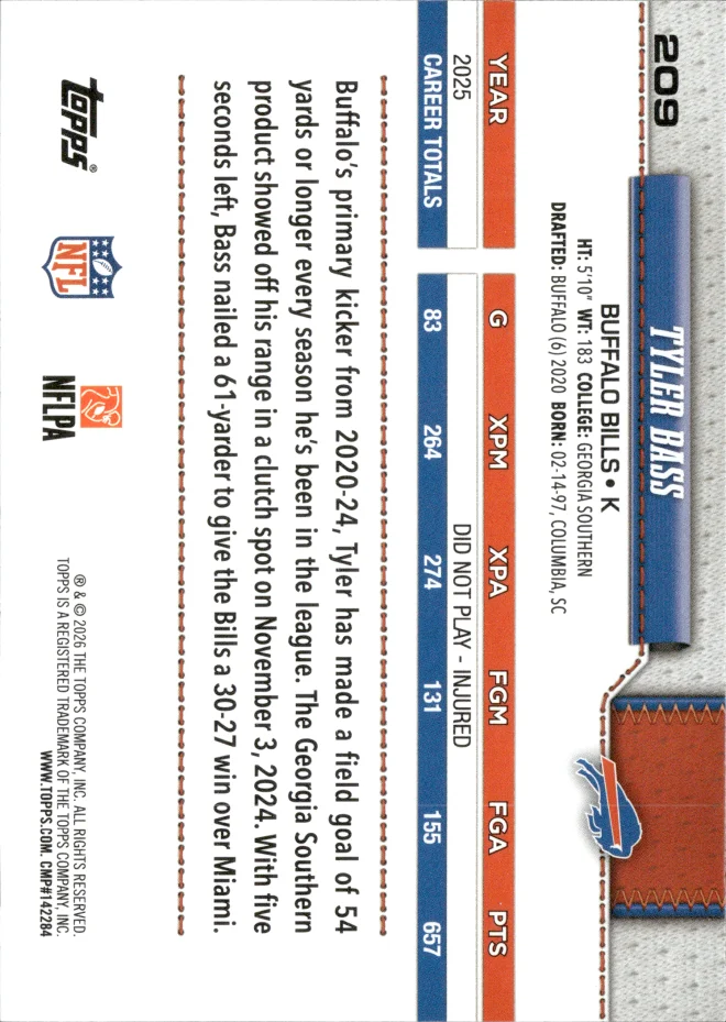 Tyler Bass card back