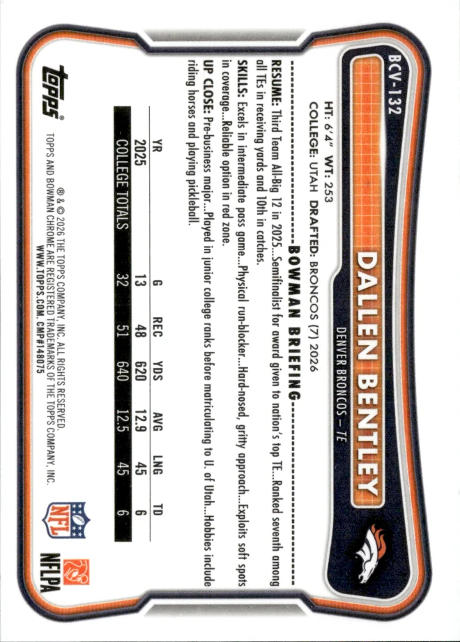 Dallen Bentley card back