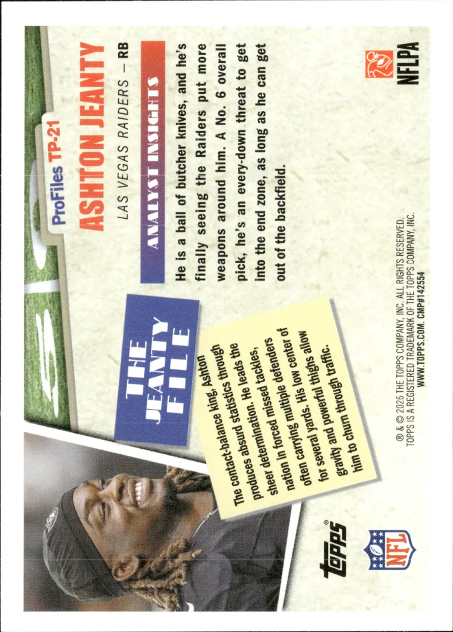 Ashton Jeanty card back