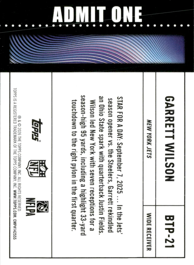 Garrett Wilson card back