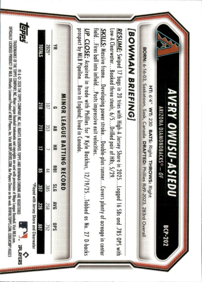 Avery Owusu-Asiedu card back