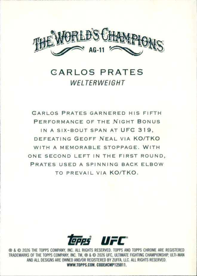Carlos Prates card back