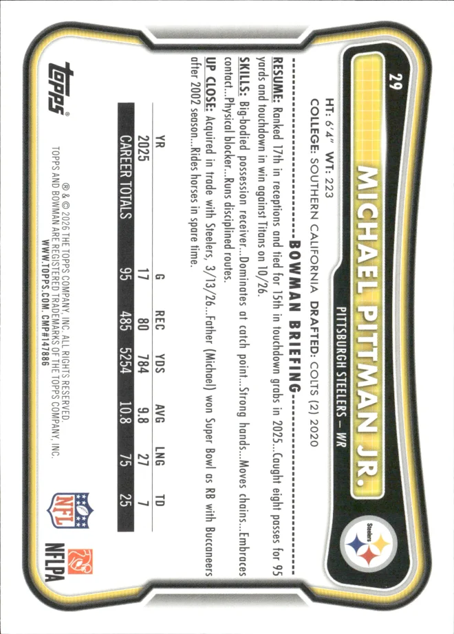 Michael Pittman Jr. card back