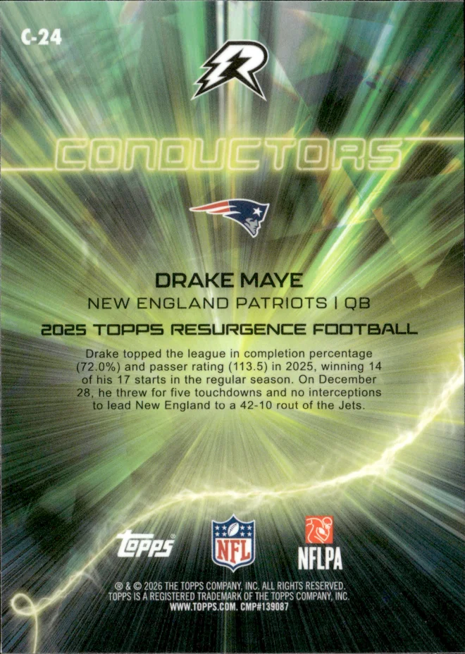 Drake Maye card back
