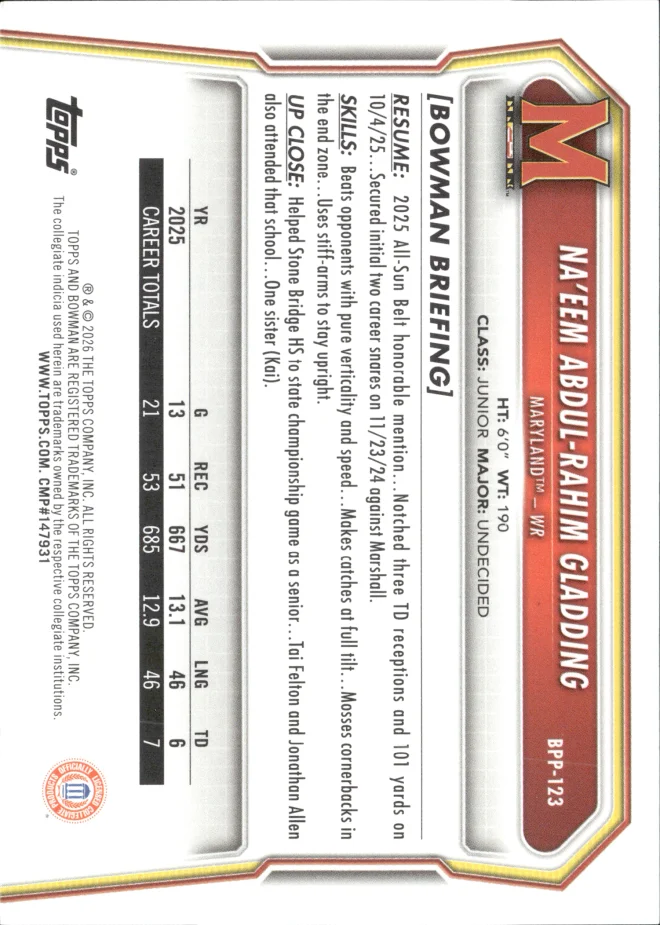 Na'eem Abdul-Rahim Gladding card back