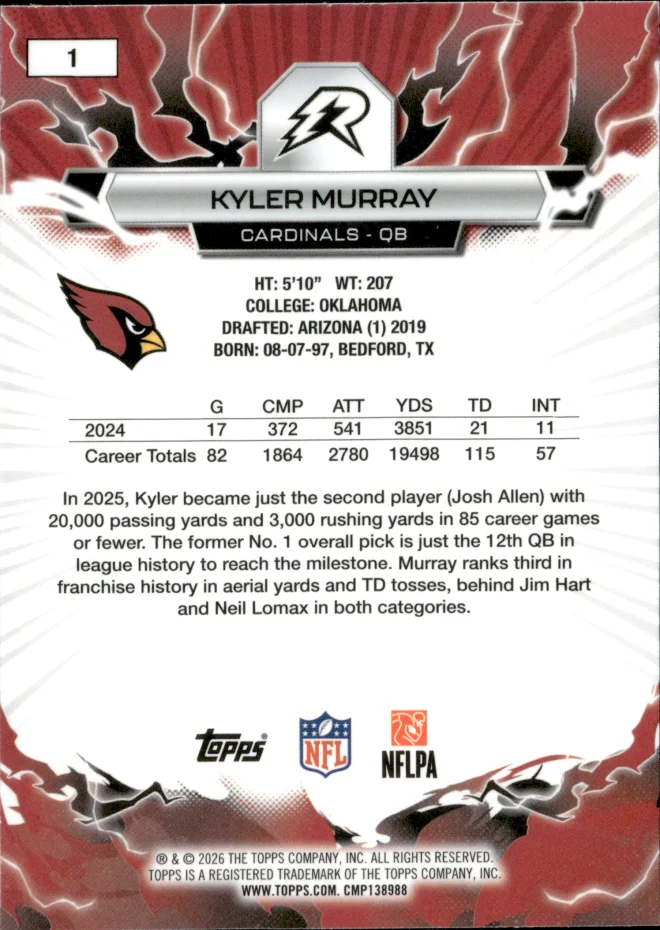 Kyler Murray card back