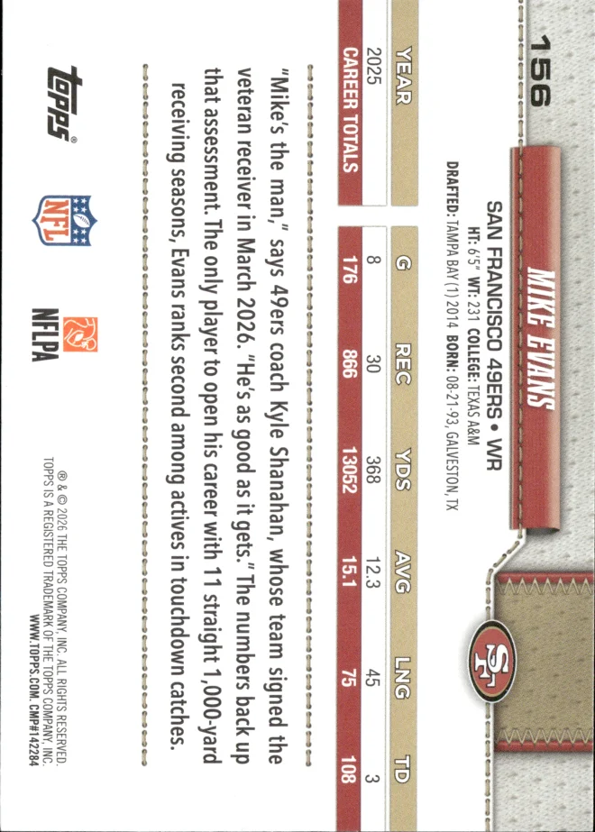 Mike Evans card back