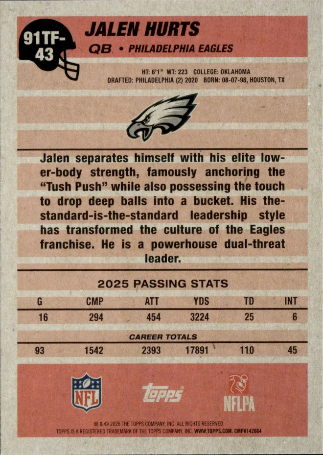 Jalen Hurts card back