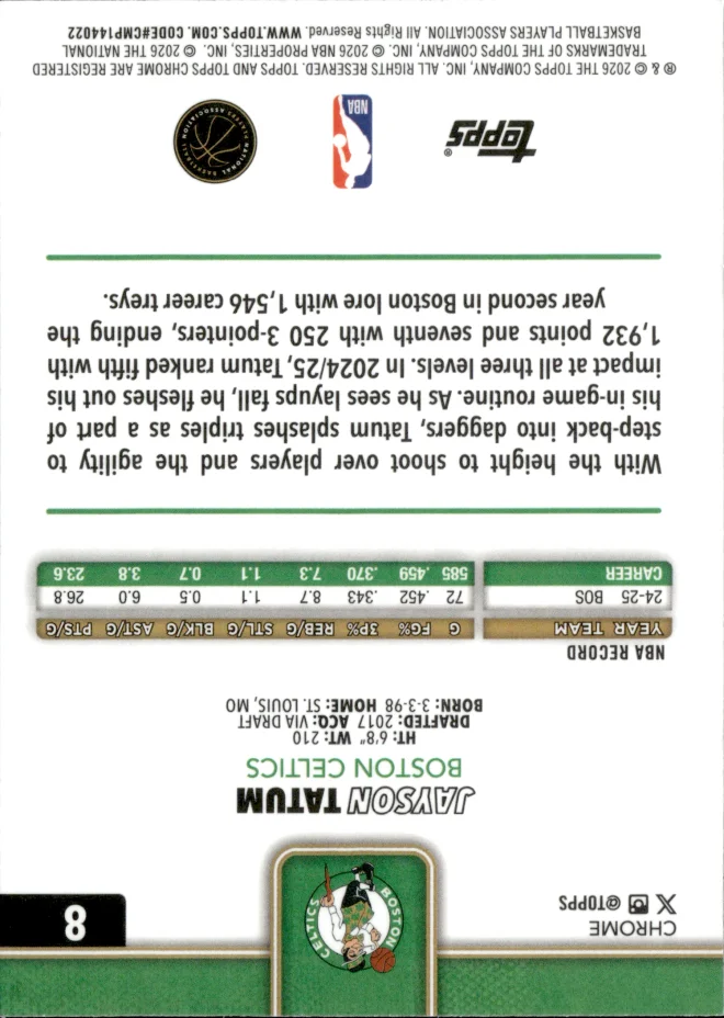 Jayson Tatum card back