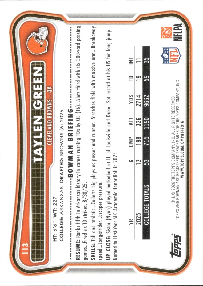 Taylen Green card back