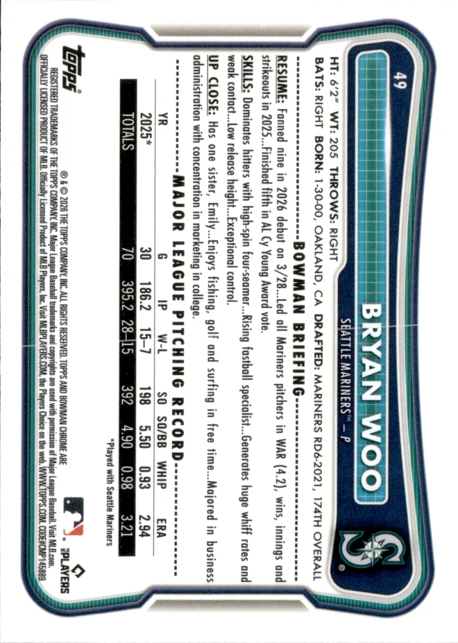 Bryan Woo card back