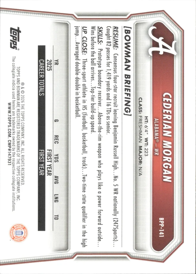 Cederian Morgan card back