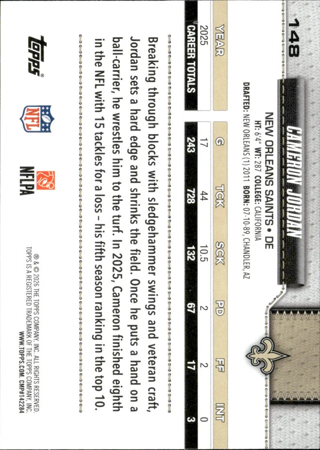 Cameron Jordan card back