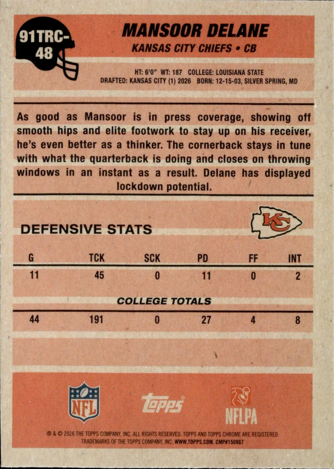 Mansoor Delane card back