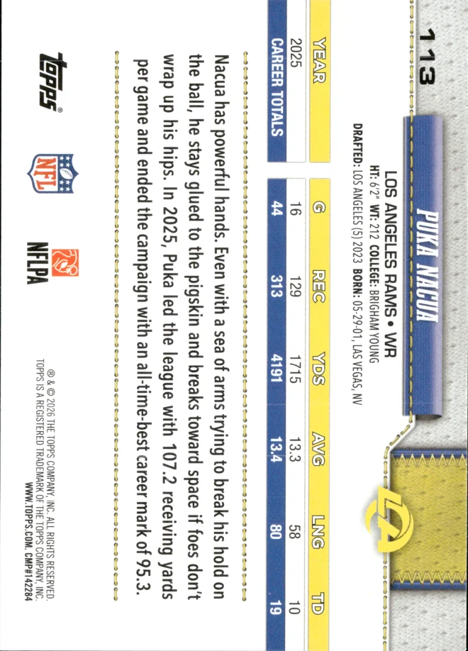 Puka Nacua card back