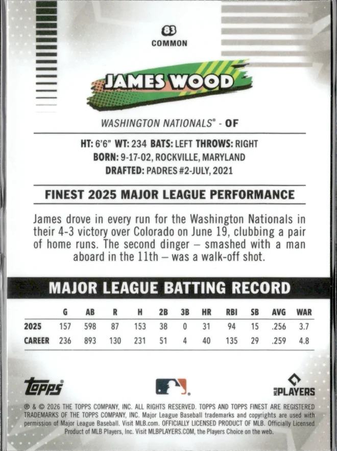 James Wood card back