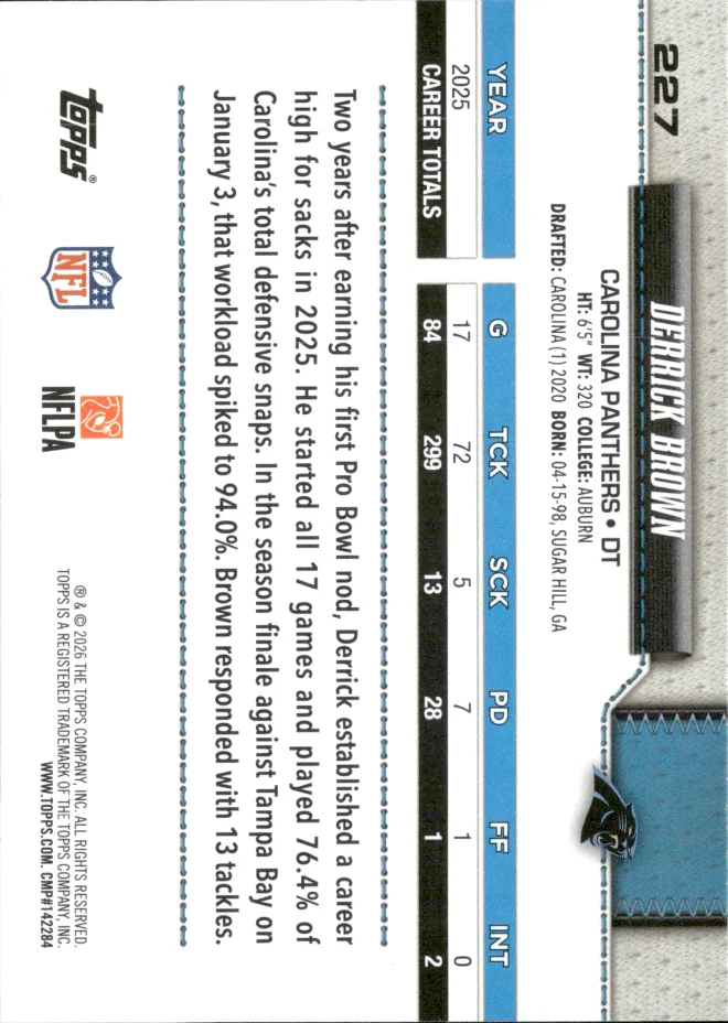 Derrick Brown card back