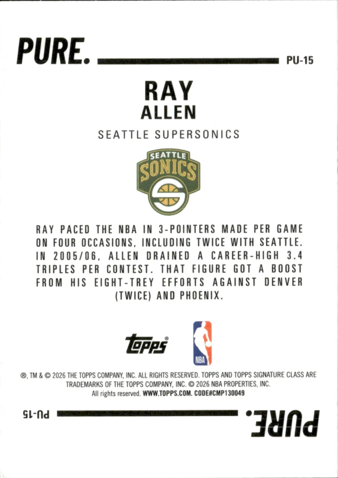 Ray Allen card back