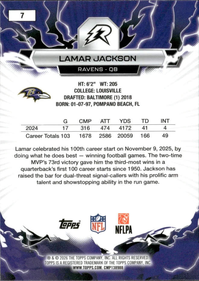 Lamar Jackson card back