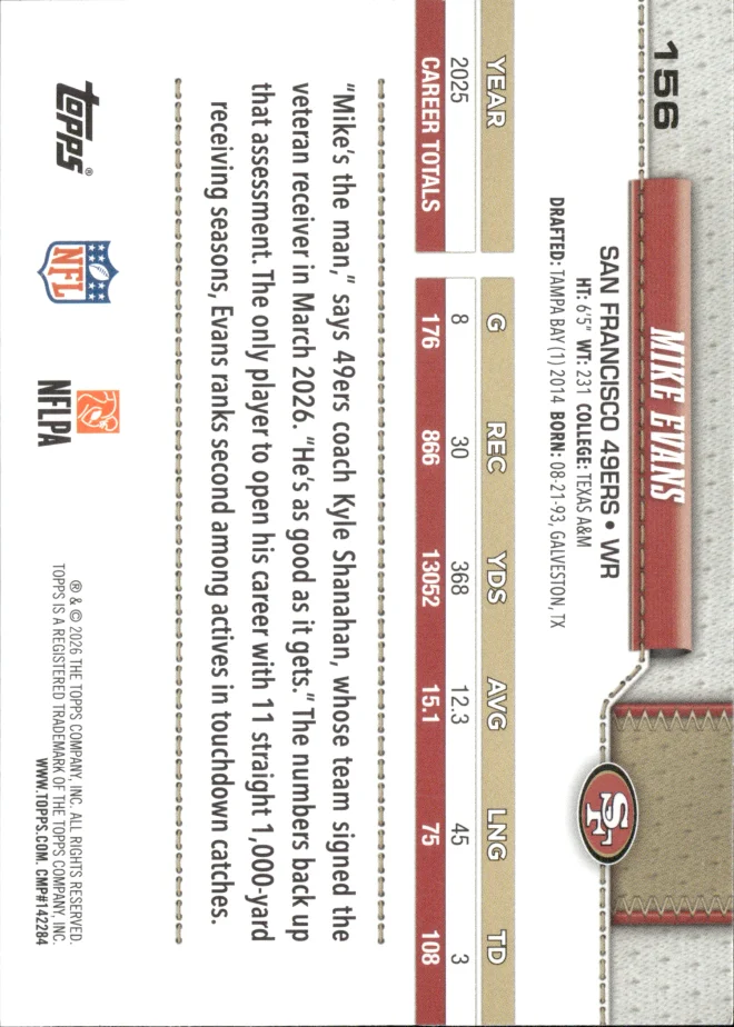 Mike Evans card back