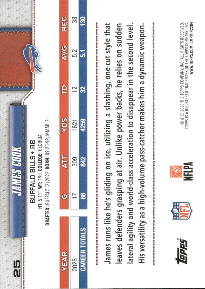 James Cook card back