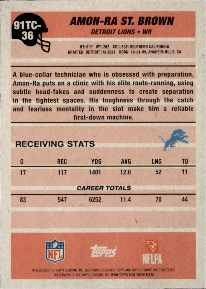 Amon-Ra St. Brown card back