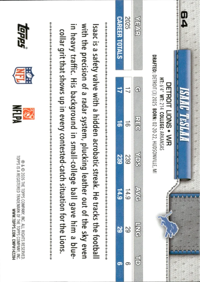 Isaac TeSlaa card back