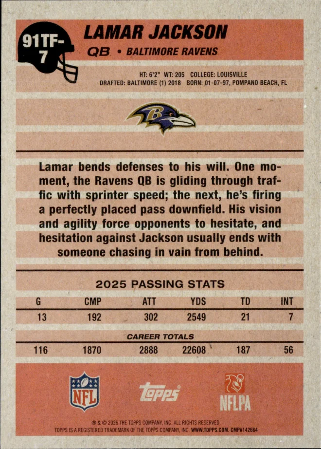Lamar Jackson card back