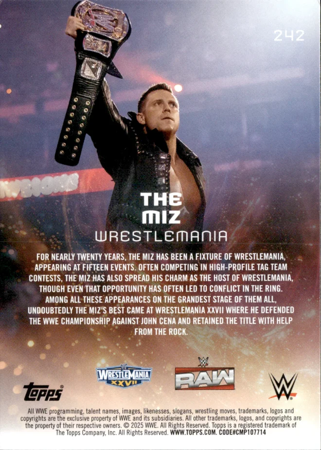 The Miz card back
